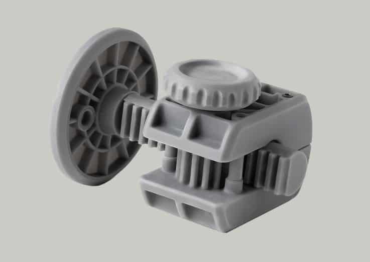 Pieza de ejemplo de impresión 3D en resina gris